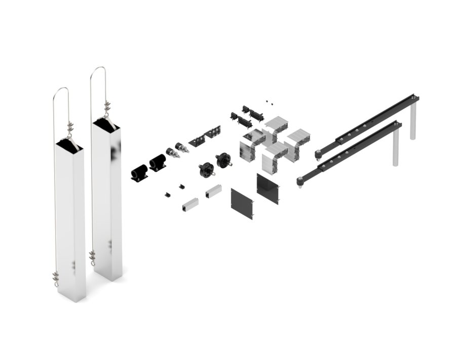 KITMONT01PT | KIT COMPONENTES PORTÃO BASCULANTE 3X3 METROS SEM MOTOR PRETO
