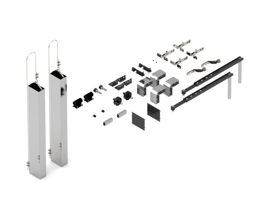 KITMONT03PT | KIT COMPONENTES PORTÃO BASCULANTE 3X3 METROS COM MOTOR PRETO