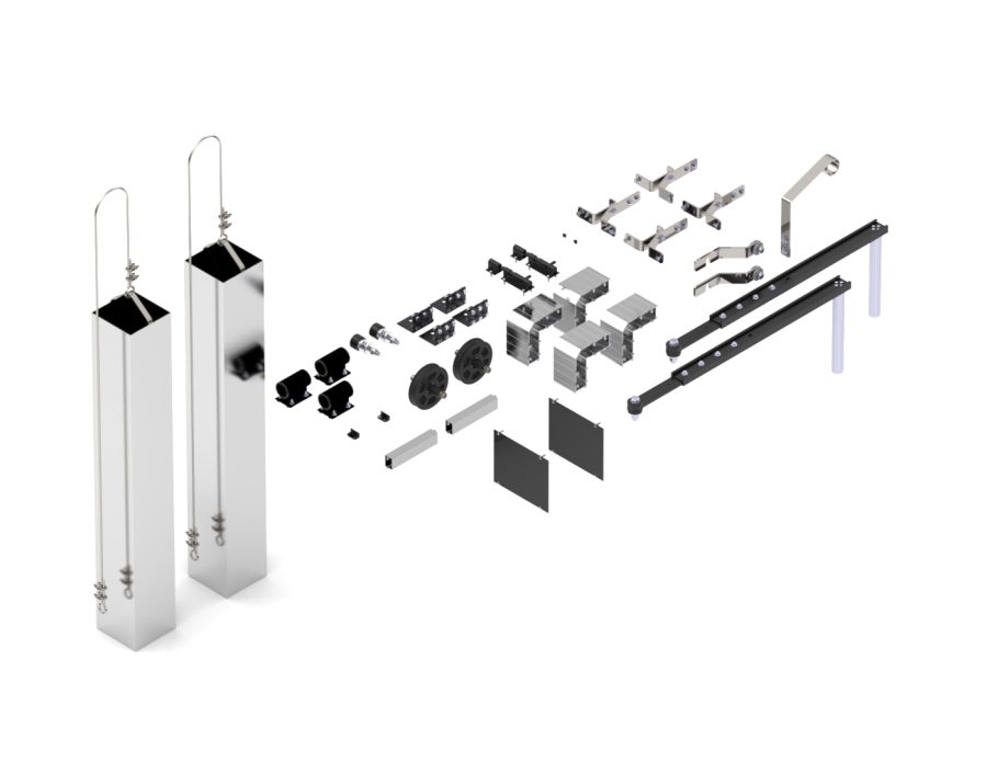 KITMONT04PT | KIT COMPONENTES PORTÃO BASCULANTE 6X3 METROS COM MOTOR PRETO